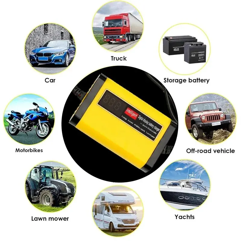 1 Set 12V 2A Portable Intelligent Car Battery Charger The Car Battery Maintenance Device Is Suitable for Lead-Acid Batteries