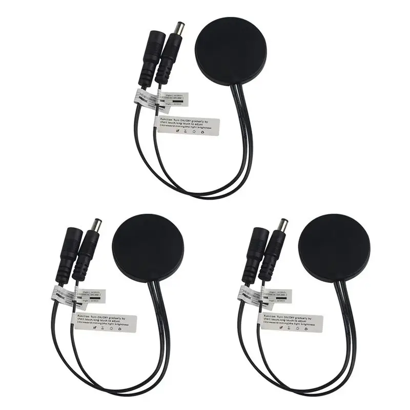 3X Wood Panel LED Touch Sensor Dimmer Switch Switch Touch Switch For LED Strip Black
