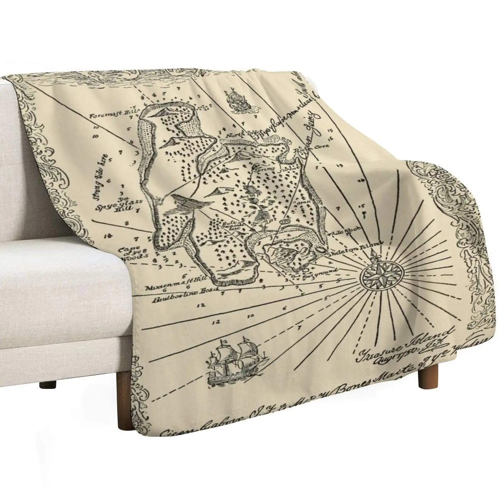 Vintage Treasure Island Pirate Map (1915) Throw Blanket Thermal Plaid Hairys Extra Large Throw Kid'S Heavy Blankets