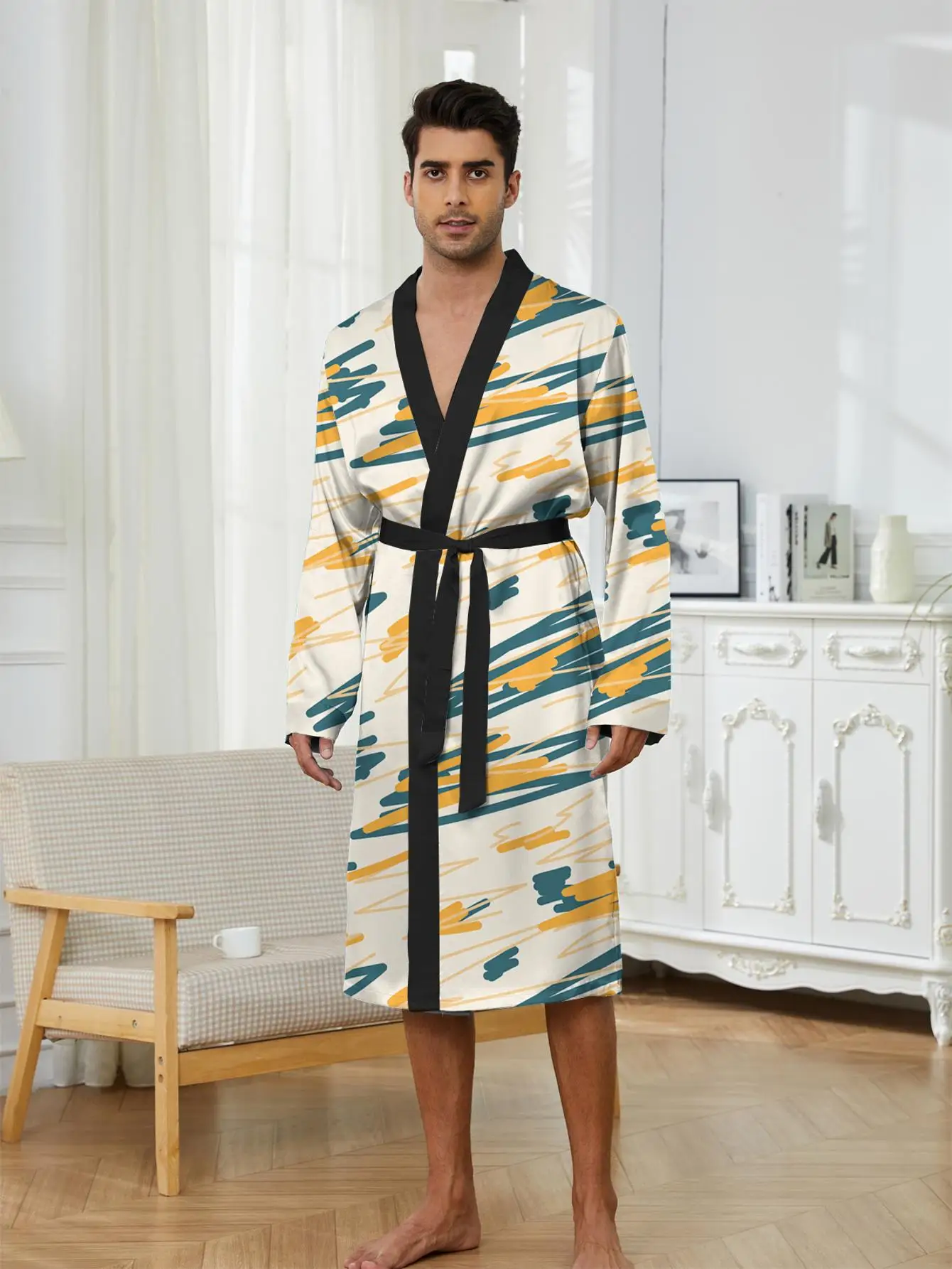 

1pcs Men's Robes 2026 Spring/Summer Robes Graphic Robe man Bathrobe men Breathable Shower robe Bathrobe 3D Printed