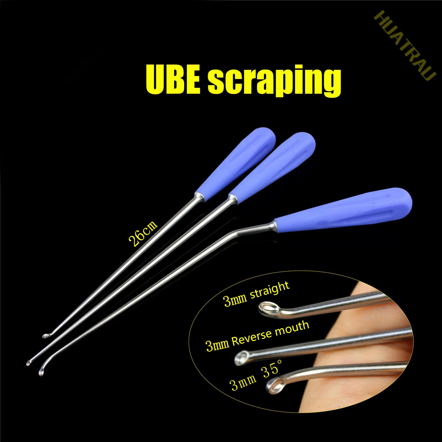 UBE Bone Curette Scoop scraper Push Positive side bend Curetting Unilateral Dual Channel Endoscopic Spine Orthopedic Instrument