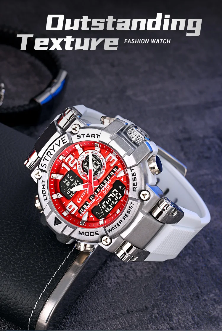 STRYVE Herrenuhren, modische elektronische Uhren für Herren, Top-Marke STRYVE 8025, Outdoor-Sportuhr mit Kalender, Chronograph – Detail 5