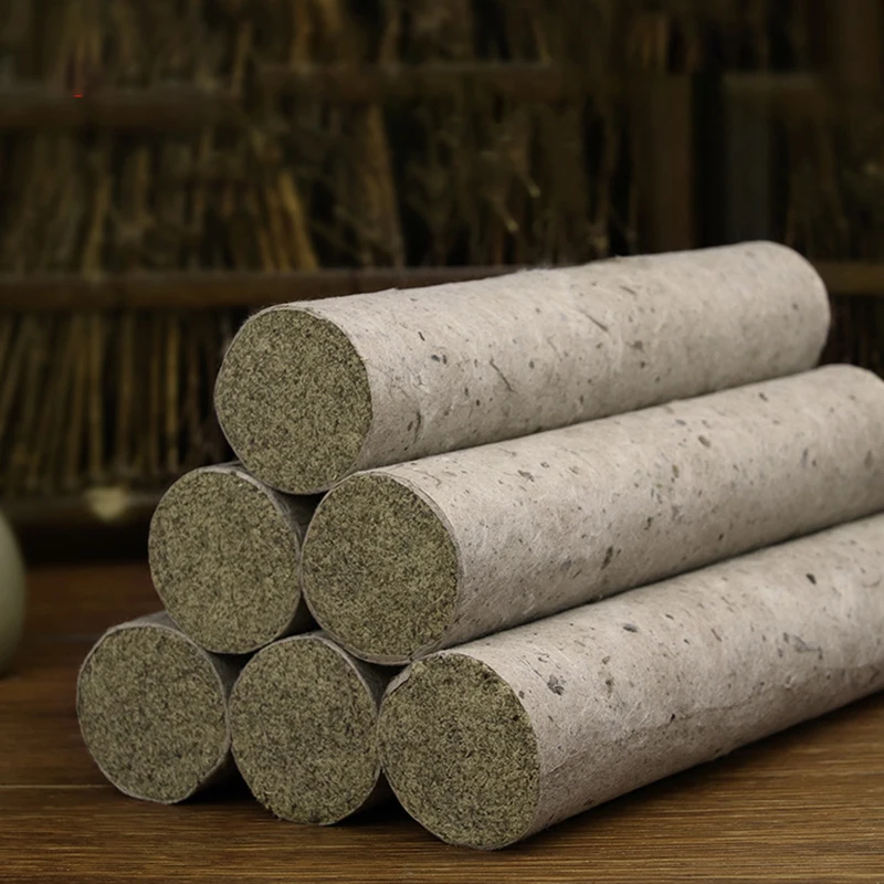 4cm Handmade Stone-Ground Moxa Stick 3-Year Aged Wormwood Roll for Warm Massage Full-Body Moxibustion Relaxation, Daily Wellness