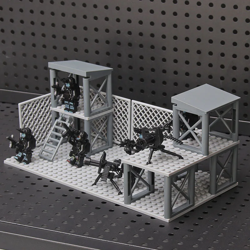 Diy montagem brinquedo bloco de construção modelo moc cena armadura base militar crianças festa aniversário presente brinquedos educativos das crianças