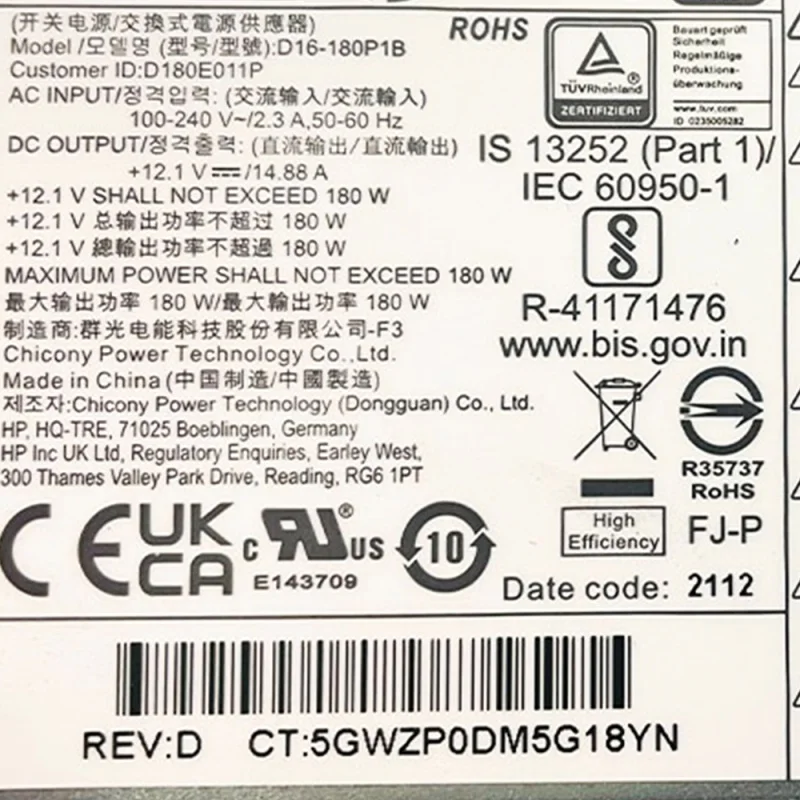 Imagem -03 - Fonte de Alimentação Psu para 282 288 480 400pro g3 g4 mt Pa11816hy Pch023 D16-180p1 b D16-180p1a D16-180p2a Pcg004d 180w Novo