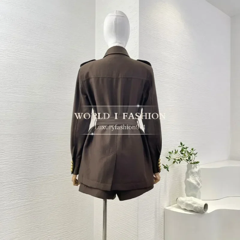 

2025 New Grey Long Sleeve Jacket Top Short Sets for Women