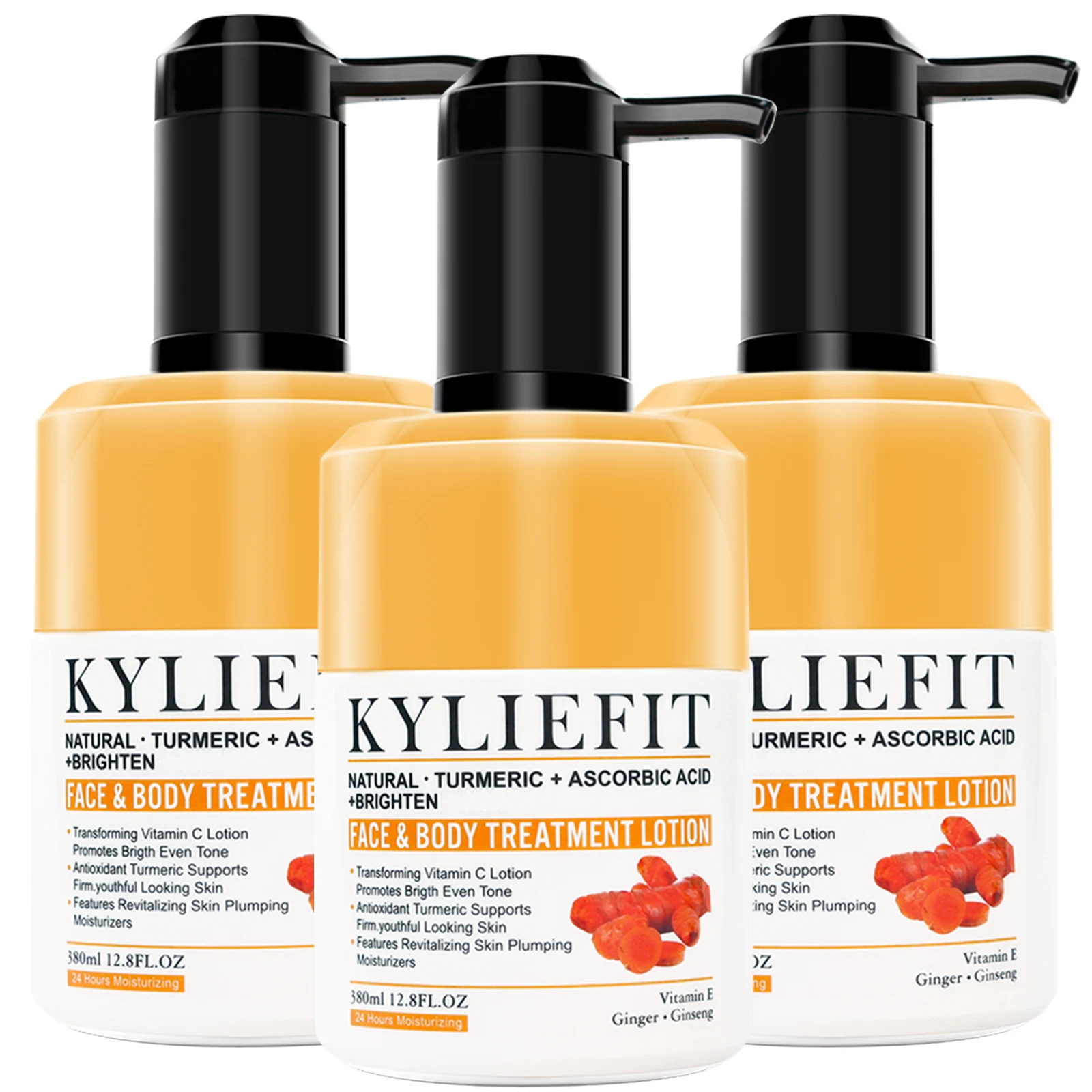 KYLIEFIT Turmeric Vitamin C Face & Body Glow Boosting Moisturizer & Skin Repairing Cream, Hydrating with Organic Ingredients