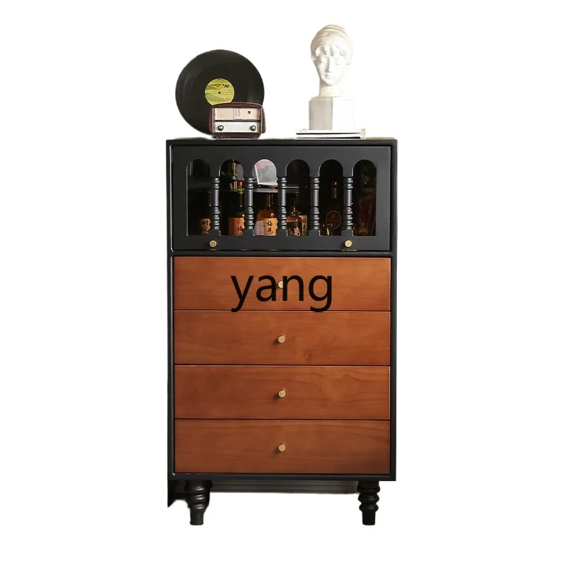 

LH retro solid wood chest bedroom antique storage small apartment household side cabinet