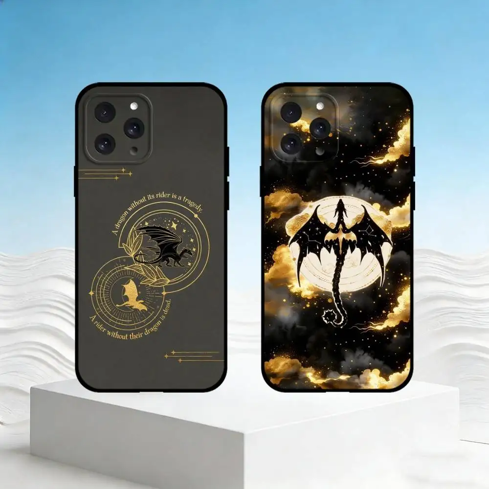 

F-Fourth Wing Dragon Phone Case For iPhone 17,16,15,14,13,12,11 Plus,Pro Max,SE4Soft Silicone Black Cover