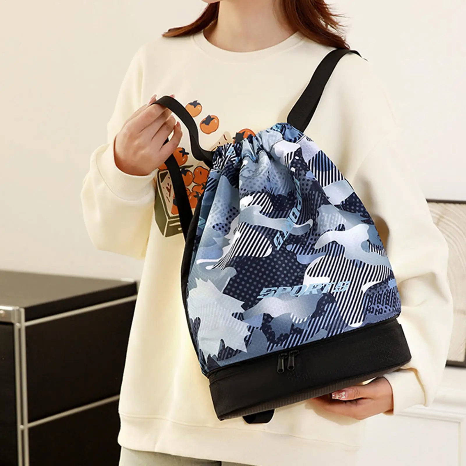 

Спортивные сумки-мешки на шнурке с отделением для обуви и разделением на сухую и влажную зоны для тренировок, кемпинга, походов, пляжа, плавания