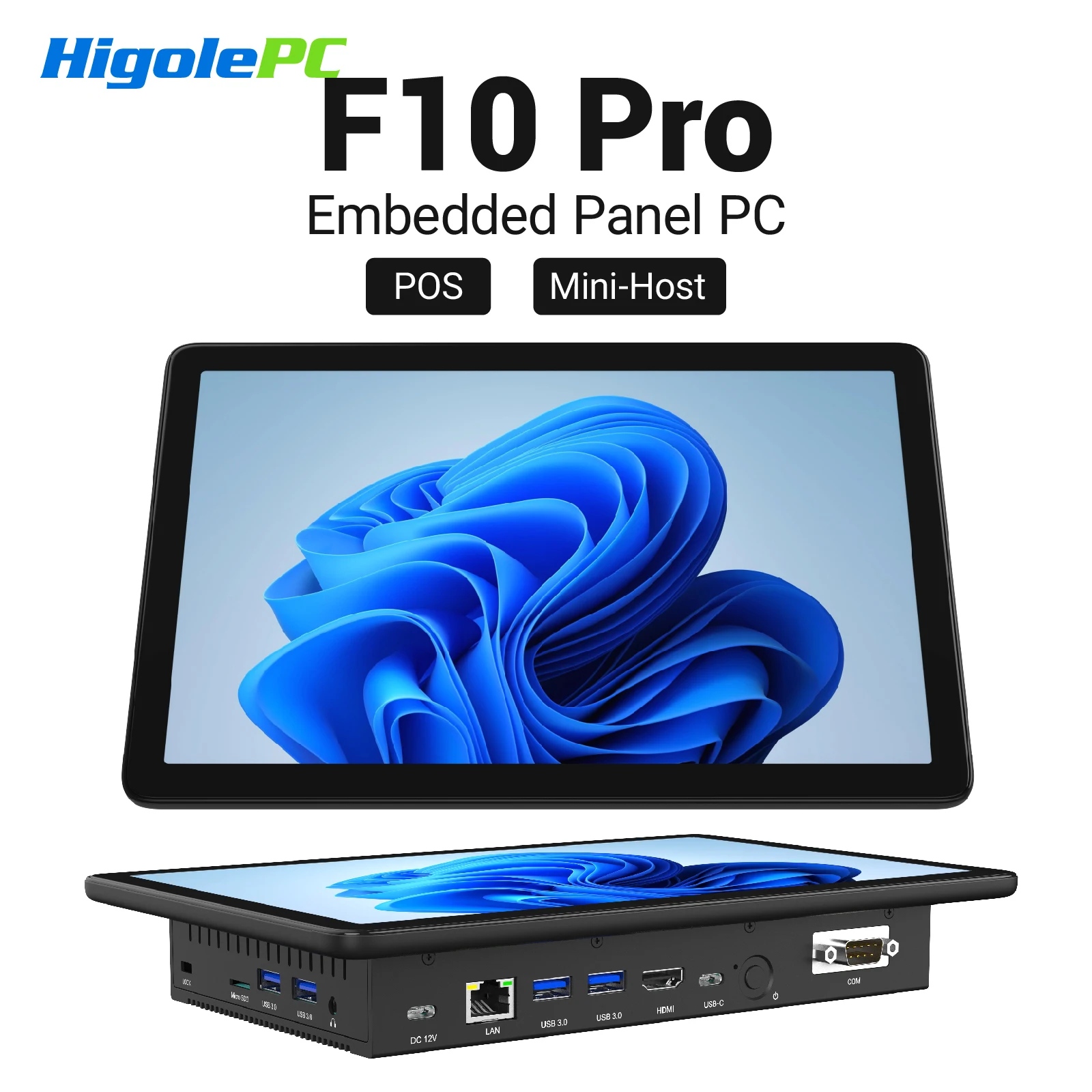 Higole F10 Pro 10.1 ''Mini PC senza ventola Intel N5095 Windows 11 WiFi5 8GB 128GB 5000mAh 4K RS-232 Laptop PC desktop Mini computer
