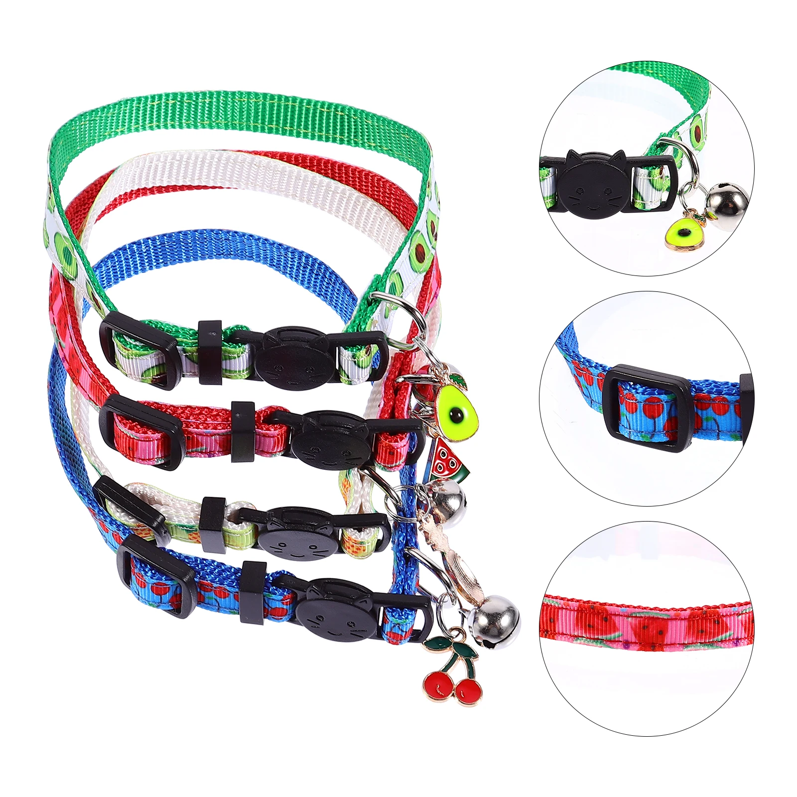 

4pcs Fruit Pet Collar Premium Nylon Kitten Cat Collar Adorable Summer Pet Necklace Bell Chain Dog Accessories