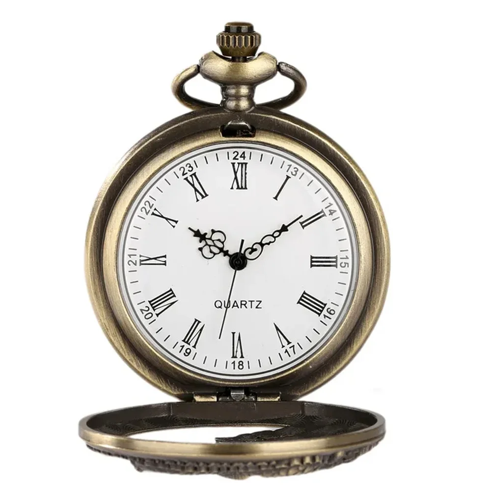Steampunk Vintage Dragon Decor Quartz Pocket Watch Roman/Arabic Numerals Dial Pendant Pocket Clock Retro Gift Men Women