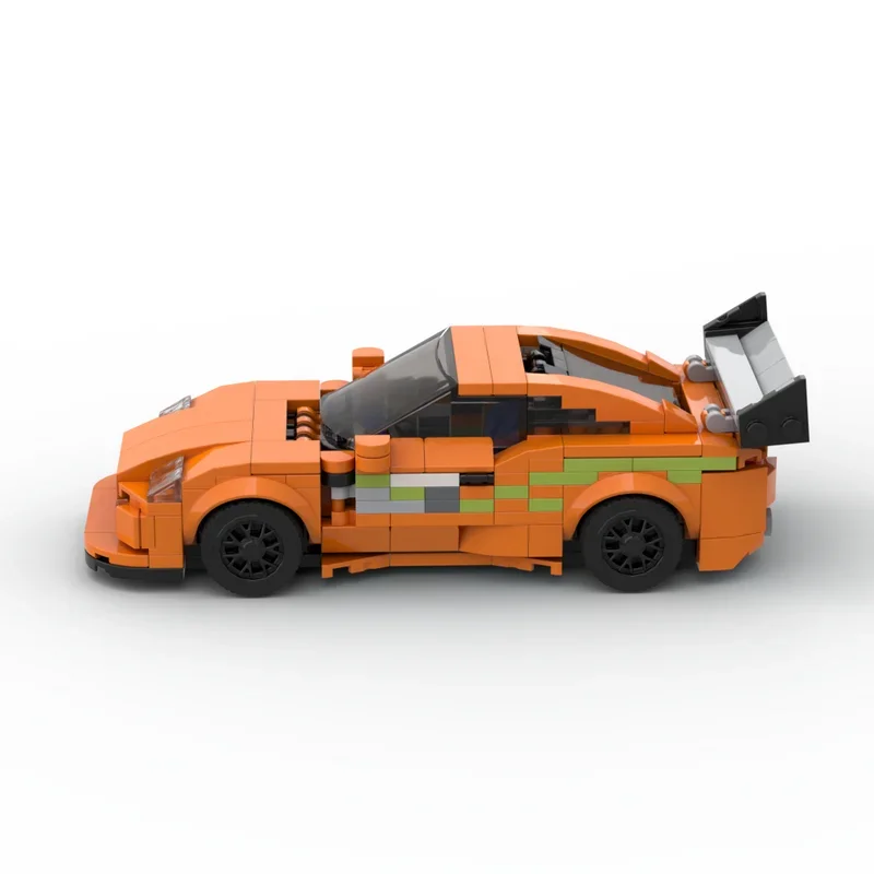 Moc Speed Supra MK4 Orange Racer voitures ville sport véhicule blocs de construction créatif Garage jouets pour garçons classique