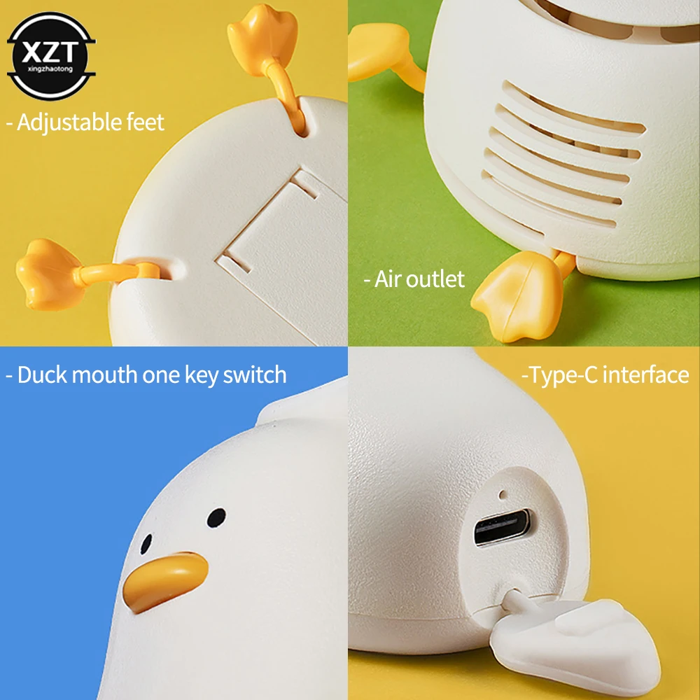 Mini ventilador creativo de pato lindo, ventilador portátil sin aspas para colgar en el cuello, Enfriador de aire recargable, ventilador USB de tres velocidades para viajes al aire libre