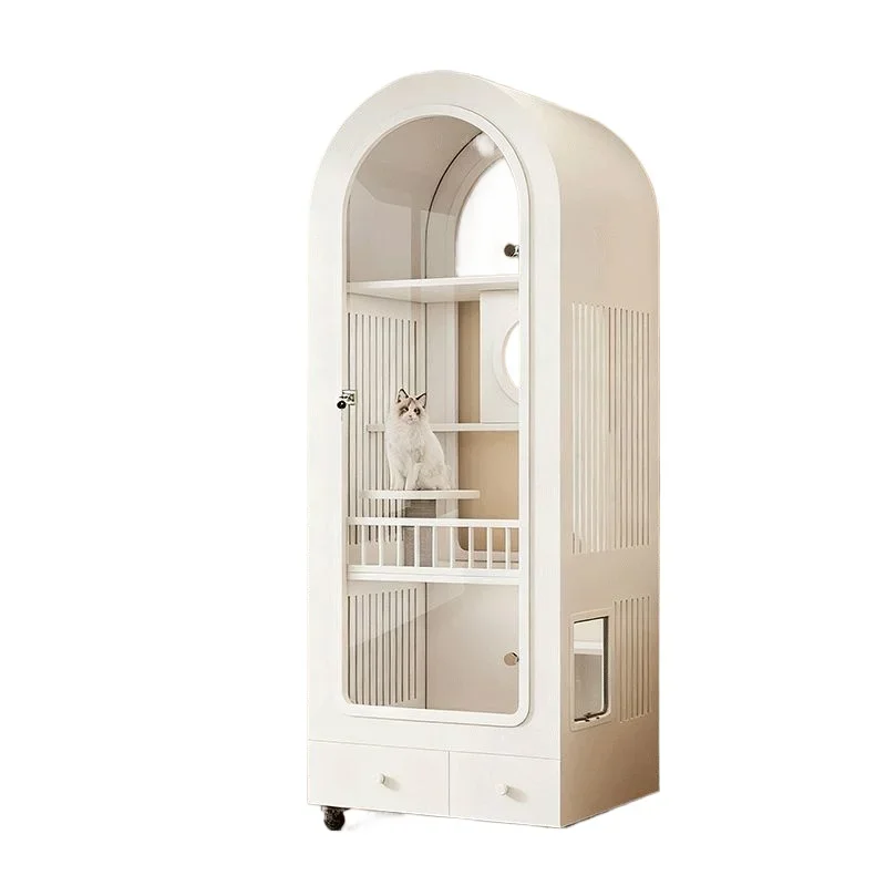 Cat Villa French Arch Style Villa Solid Wood t Cabinet Toilet Integrated Cat House Interior