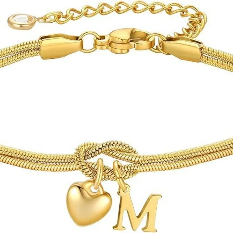 

Браслет «Узел любви» с круглой цепочкой-змейкой, позолота 18К, для пар, дружбы, с надписью, модный, универсальный, унисекс, украшение на запястье, подарок для женщин