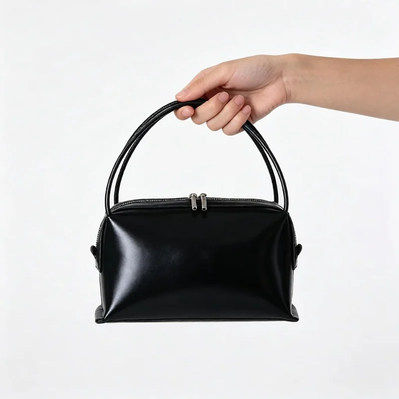 Korean Style Small Square Bag Top Handle Crossbody Handbag Zipper Box Purse Retro Women Mini Satchel Daily Portable Chic