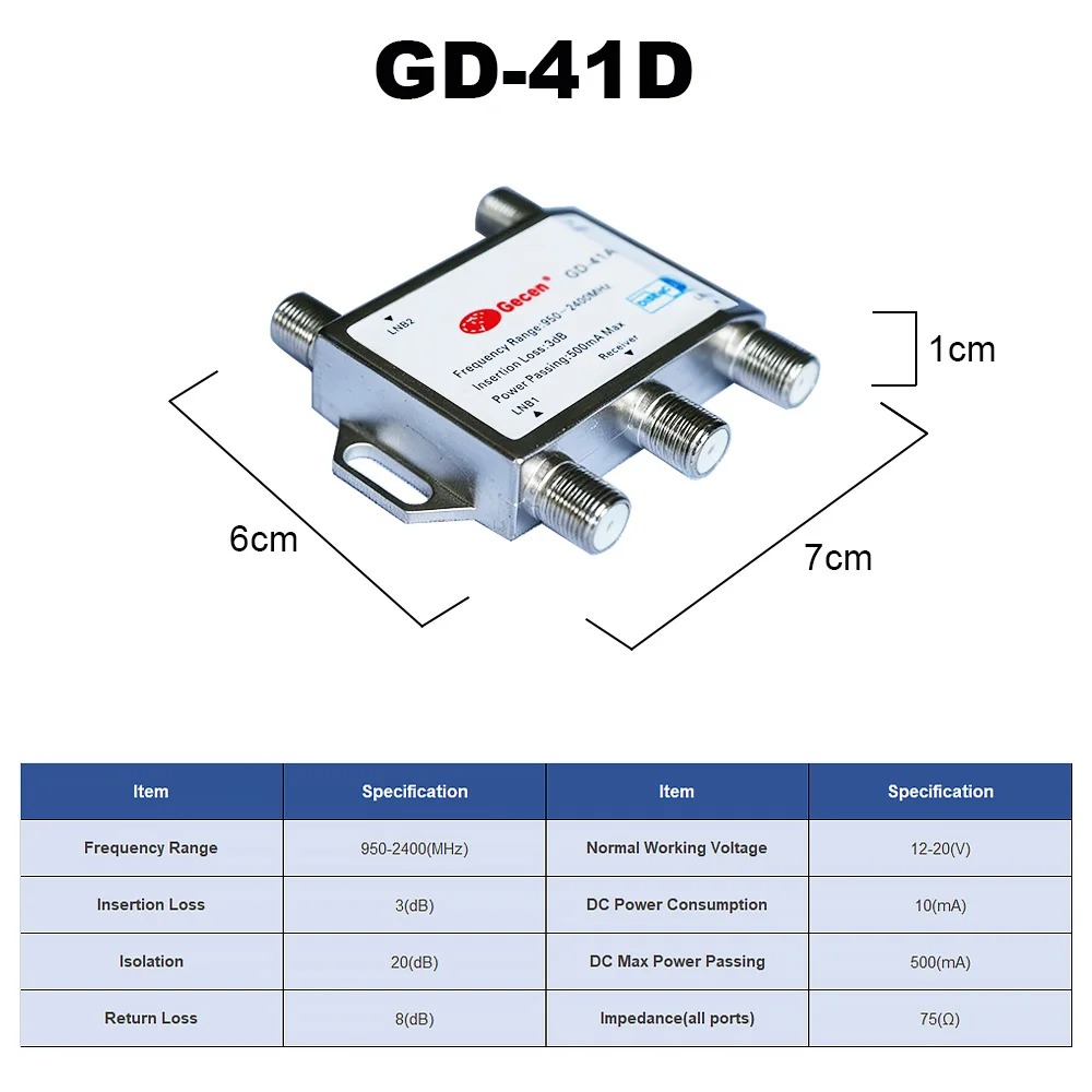 DiSEqC Switch 2.0 Multiswitch Satellite 4X1 950-2400 MHz 4 in 1 Satellites Waterproof Diseqc Switch for Satellite Receiver