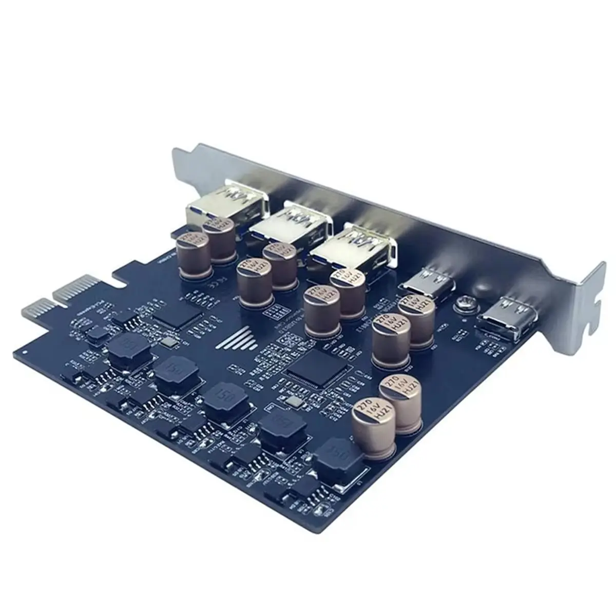 PCIe X1 USB 3.2 Gen1 Expansion Card, 5-Port(2 USB-C+3 USB-A) 5Gbps PCI Express Add-on Card for Desktop PC