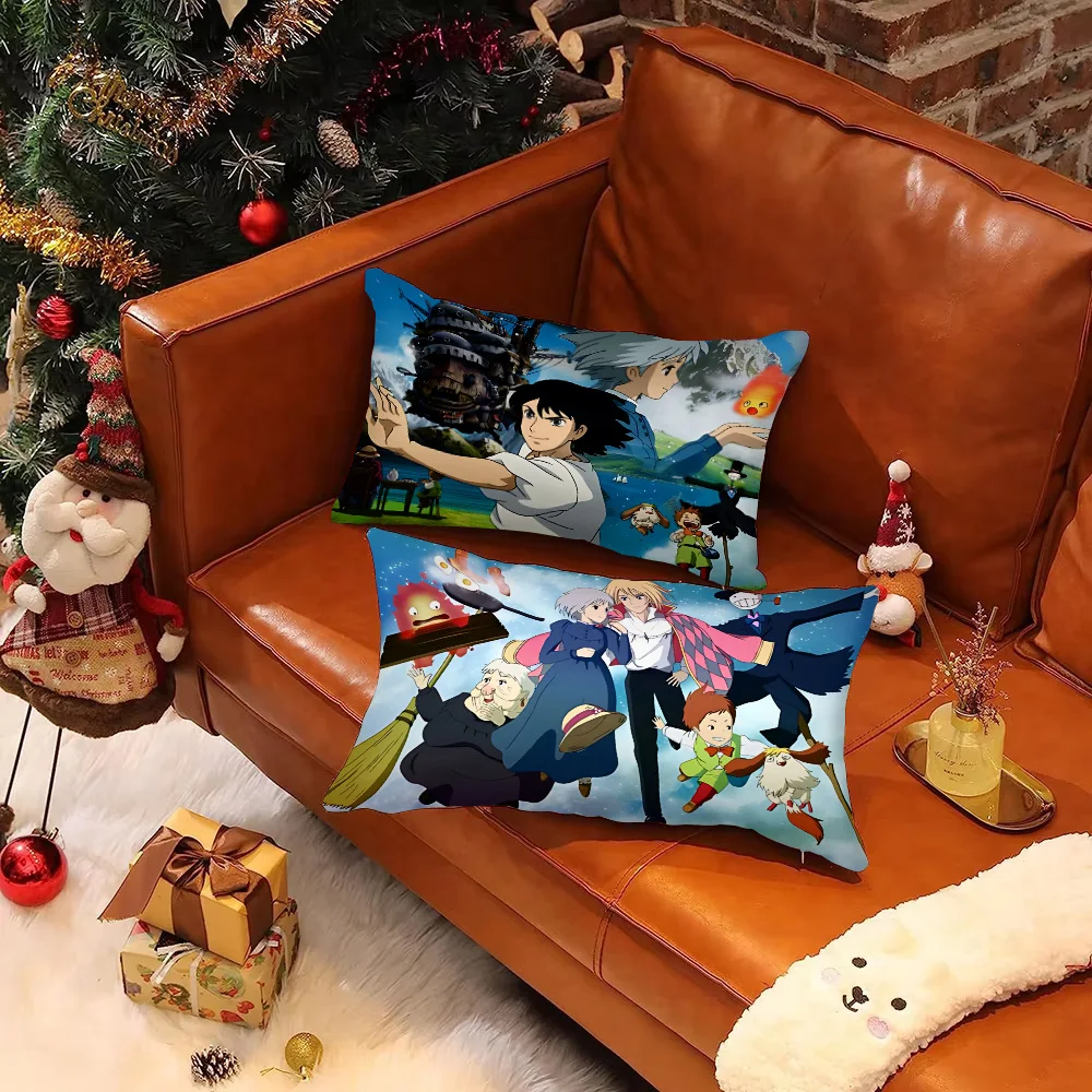 

Pillow Covers Cartoon Moving H-Howls S-Sophies Castle Sofa Decorative Home Double-sided Printing Short Plush Cute Cushion Cover