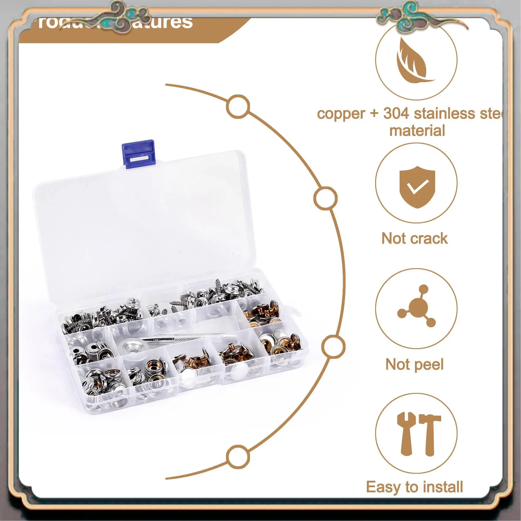 

Reliable-120-Pieces Stainless Steel Marine Grade Canvas And Upholstery Boat Cover Snap Button Fastener Kit