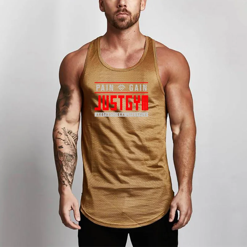 Bodybuilding Running Fitness Vests Mens Mesh Lightweight Gym Tank Tops Breathable Summer Pumping Iron Workout Stretching Shirts