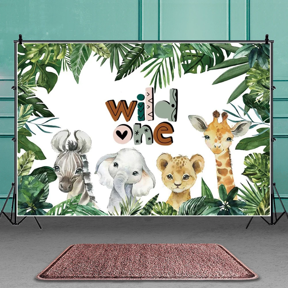 Wild One Birthday Backdrop Customized 1 Year Girls Boys Party Jungle Safari Decoration Banner Photo Backgrounds for Photography