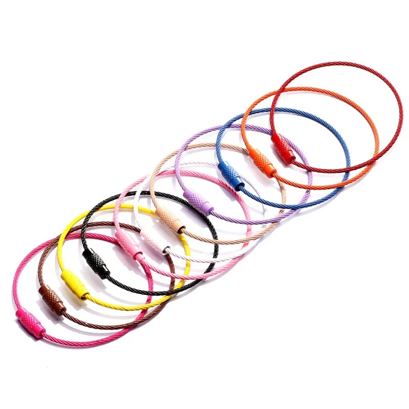 10 Stück Bunte Draht-Schlüsselanhänger Kabelschlaufe Schraubverschluss Seil-Schlüsselhalter Schlüsselring Schlüsselketten Outdoor-Werkzeuge – Detail 4