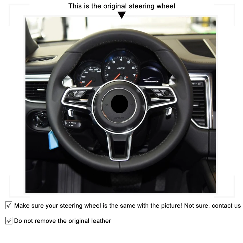 Custom Hand Stitched Braid Car Steering Wheel Cover for Porsche Cayenne Panamera 2012 2013 2014 Auto Braid On The Wheel Covers