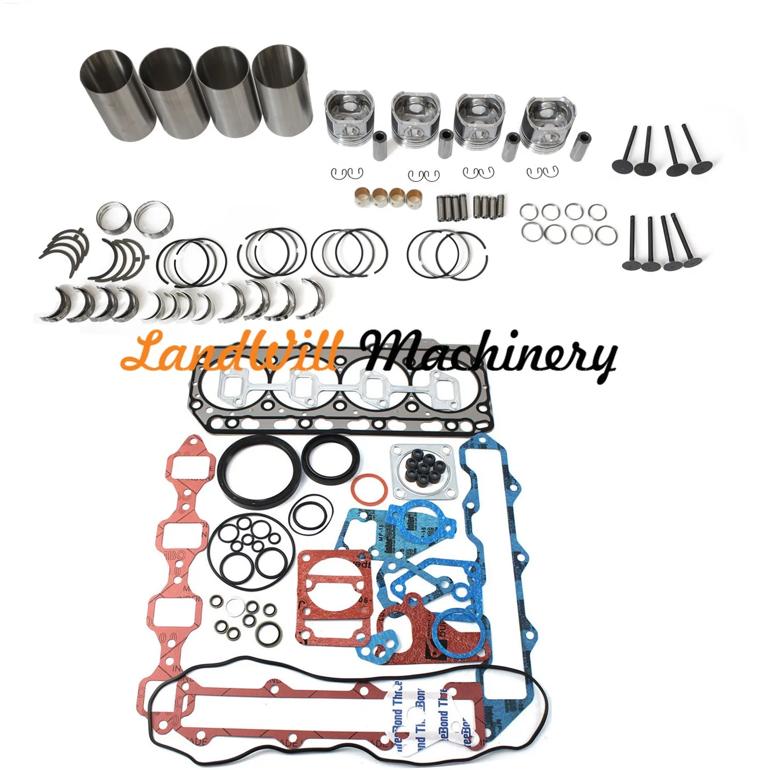 Overhaul Rebuild Kit + 4pcs Connecting Rod Fits For Yanmar 4TNV86 Engine