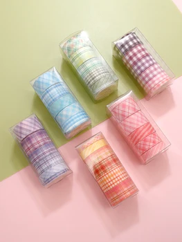 منقوشة اشي اخفاء الشريط ، شريط لاصق الزخرفية الأساسية ، القرطاسية الكورية ، مواد المجلات ، لوازم سكرابوكينغ ، 6 قطعة