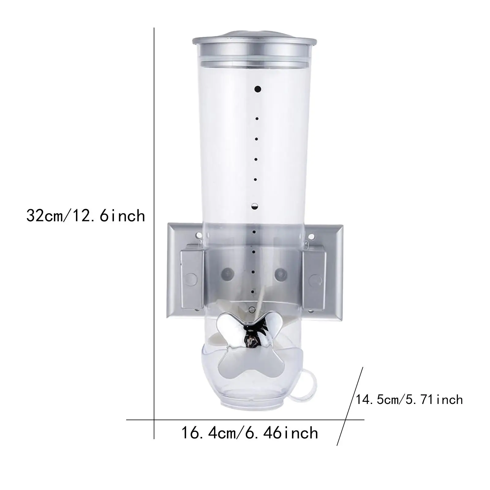 Müslispender, 1,5 l, Trockenfutterspender, Wandmontage für Snacks, Reismehl