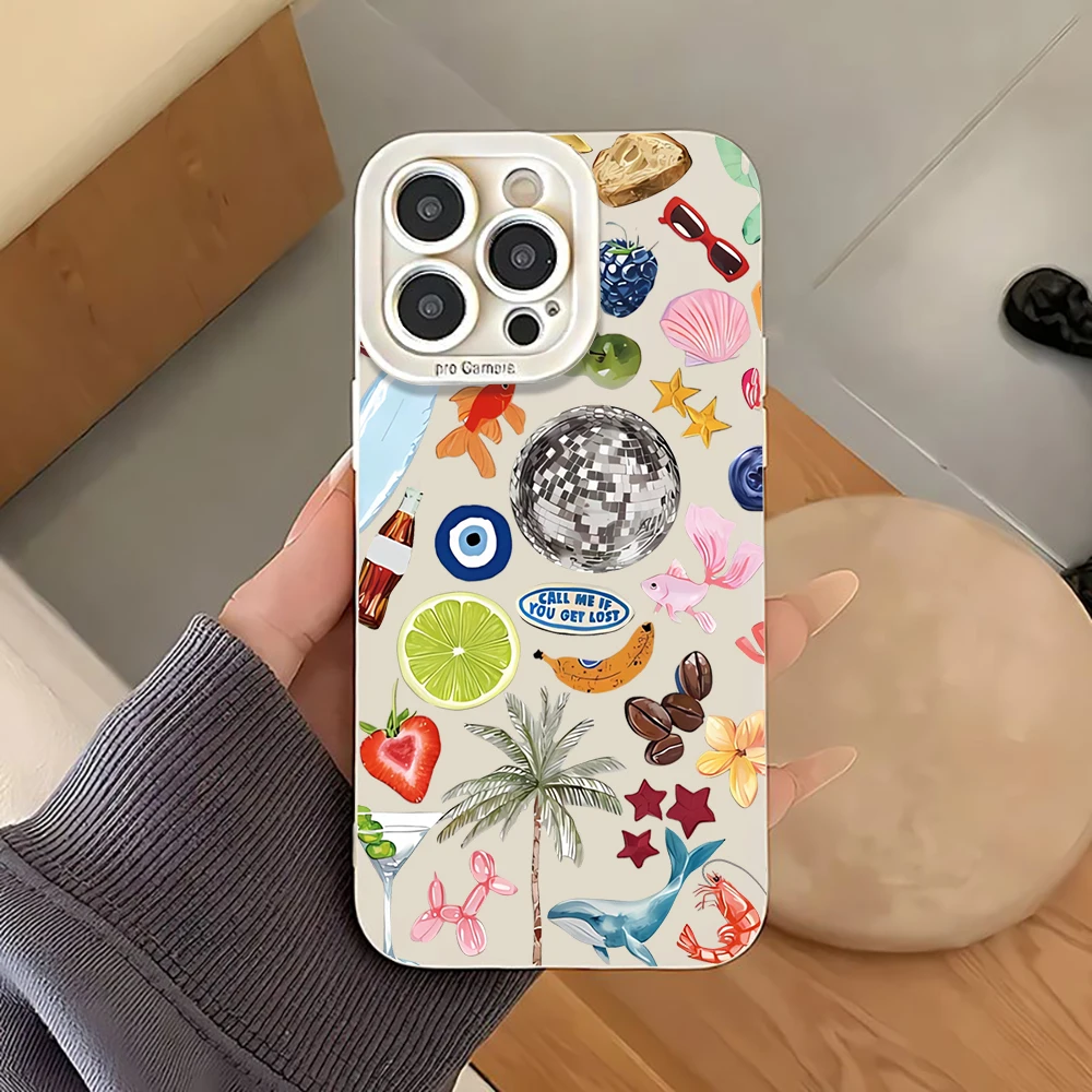 Luxuriöse Trendige Artikel Collage Handyhülle für iPhone 17 16 15 14 11 12 13 Pro Max Plus 7 8 Plus XS XR 17 Air Stoßfeste Weiche Hülle – Detail 1