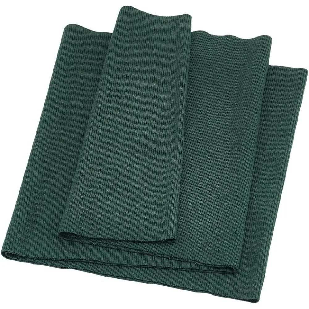 Knitted Rib Fabric 25.5x9" Stretch Cotton Ribbing Fabric Dark Green Rib Cuff Fabric Cuffs Replacement for Waistband making kit