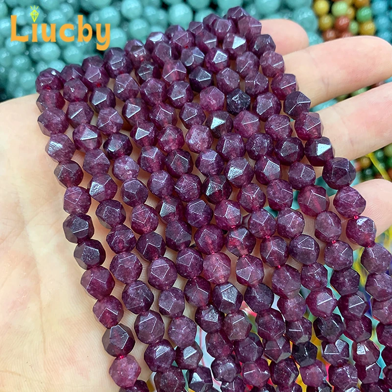 Natürliche facettierte weinrote Chalcedon-Stein-Diamantperlen für Schmuckherstellung, DIY-Zubehör, exquisites Armband, 38,1 cm, Großhandel 8 mm – Detail 5