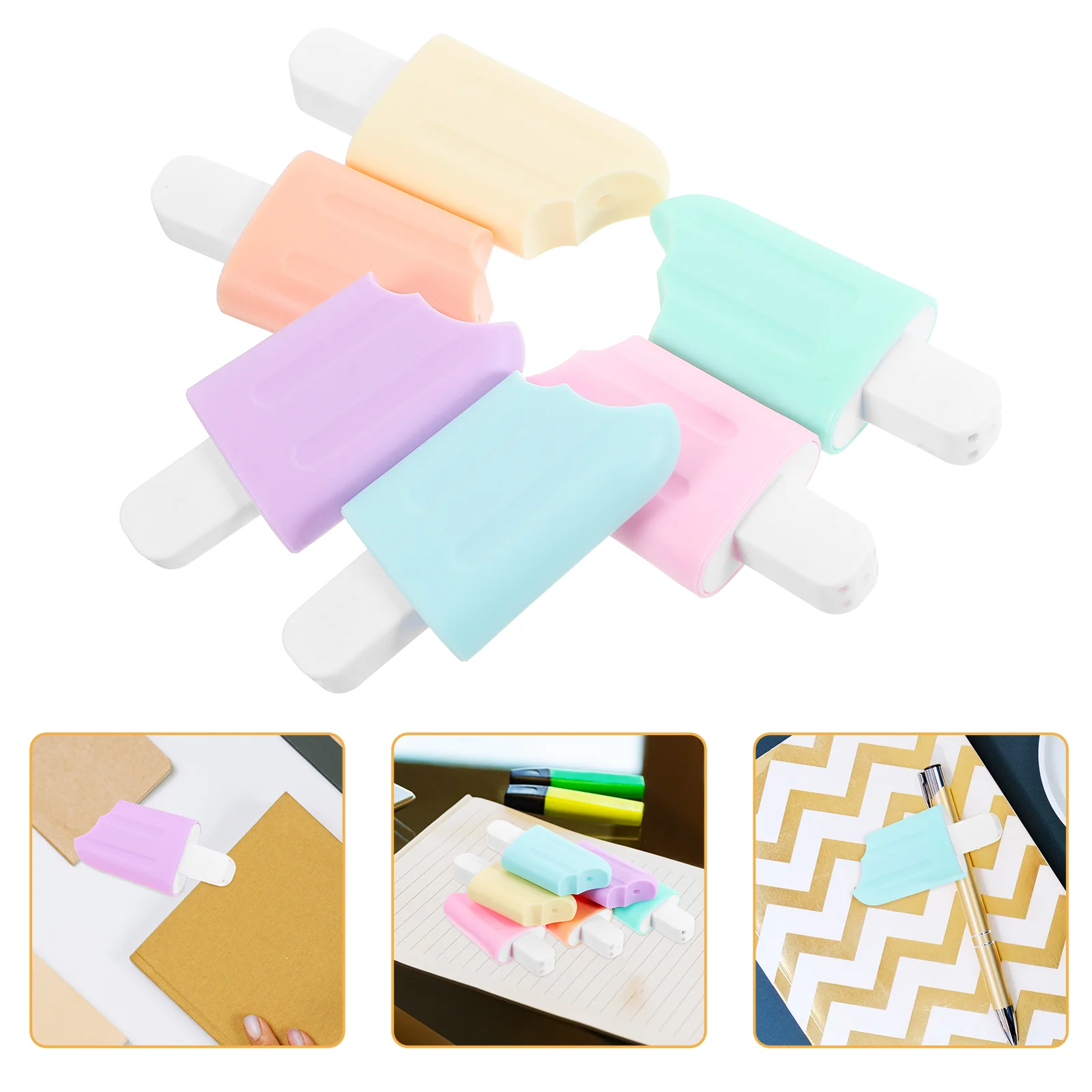 6 Pcs Mini Highlighters Ice Cream Small Note Marking Pen Pens Modeling for Student Cartoon Marker School