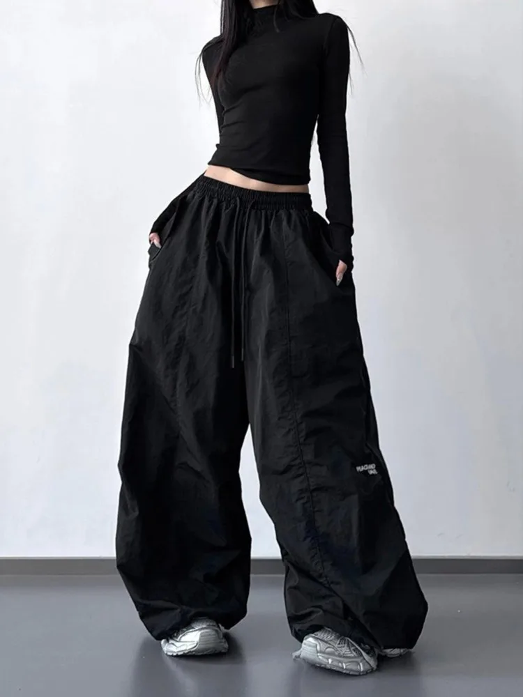 Women's Hip-hop Thin Sweatpants Loose Cool Girl Summer Wide Leg Bottoms Unisex Pants Female High Waisted Baggy Trousers