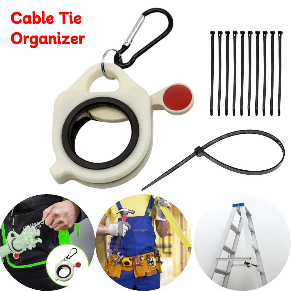 Fluorescent Cable Tie Organizer Reusable Zip Tie Holder Portable Electrical Wire Ties Clip Cable Tie Storage Tool