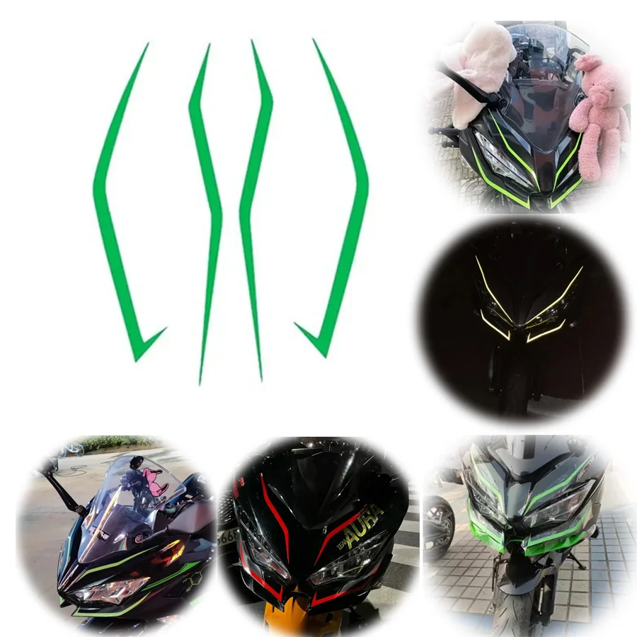 

Universal Reflective Cool Front Pull Headlight Decals Motorcycle helmet Sticker Decoration for Kawasaki Ninja NINJA400 H2 H2SX