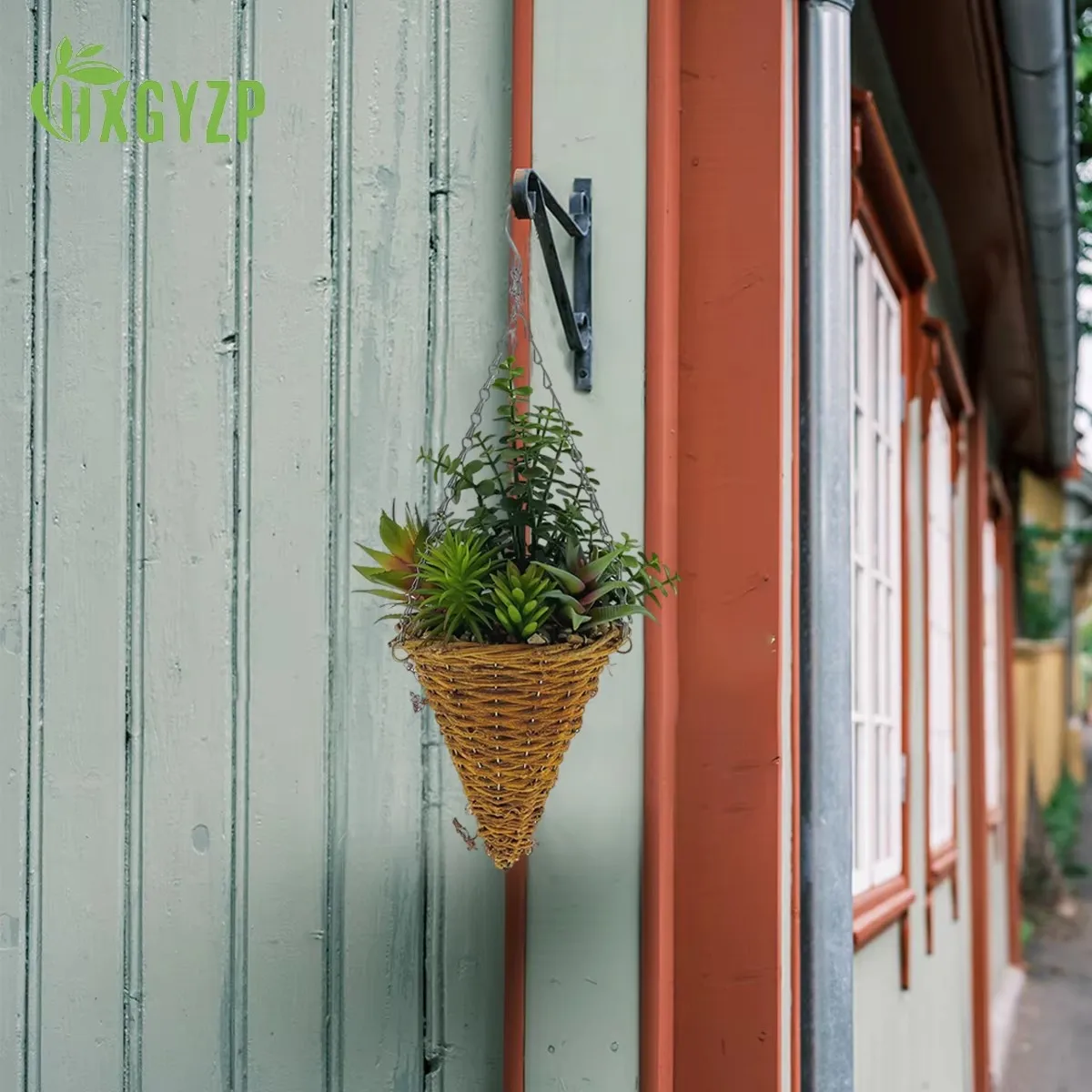 

HXGYZP Поддельное подвесное растение с горшком Искусственные растения Суккуленты Конусообразная корзина Крытый Открытый Балкон Двор Домашний декор