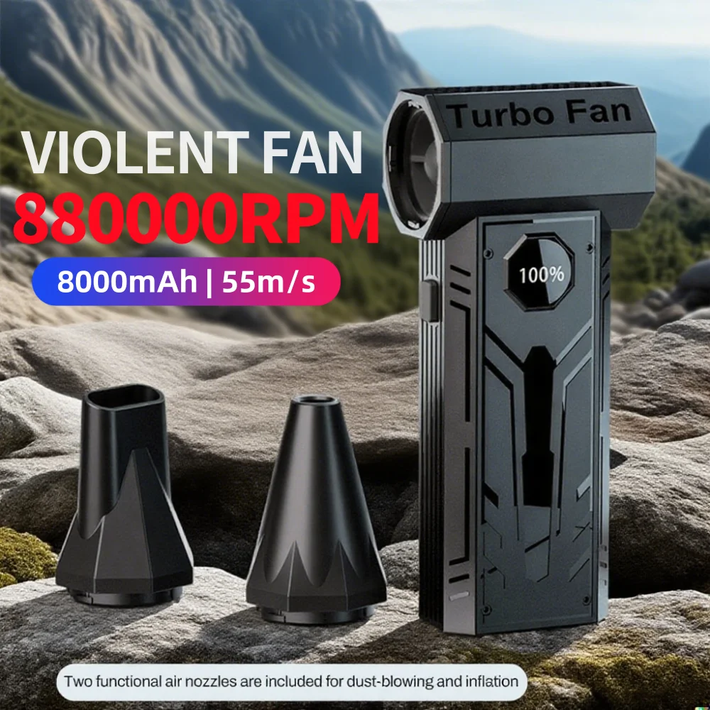

880000RPM Mini Turbo Jet Fan Electric Air Duster Adjustable wind speed Turbo Violent Blower Rechargeable with Light Car Cleaning