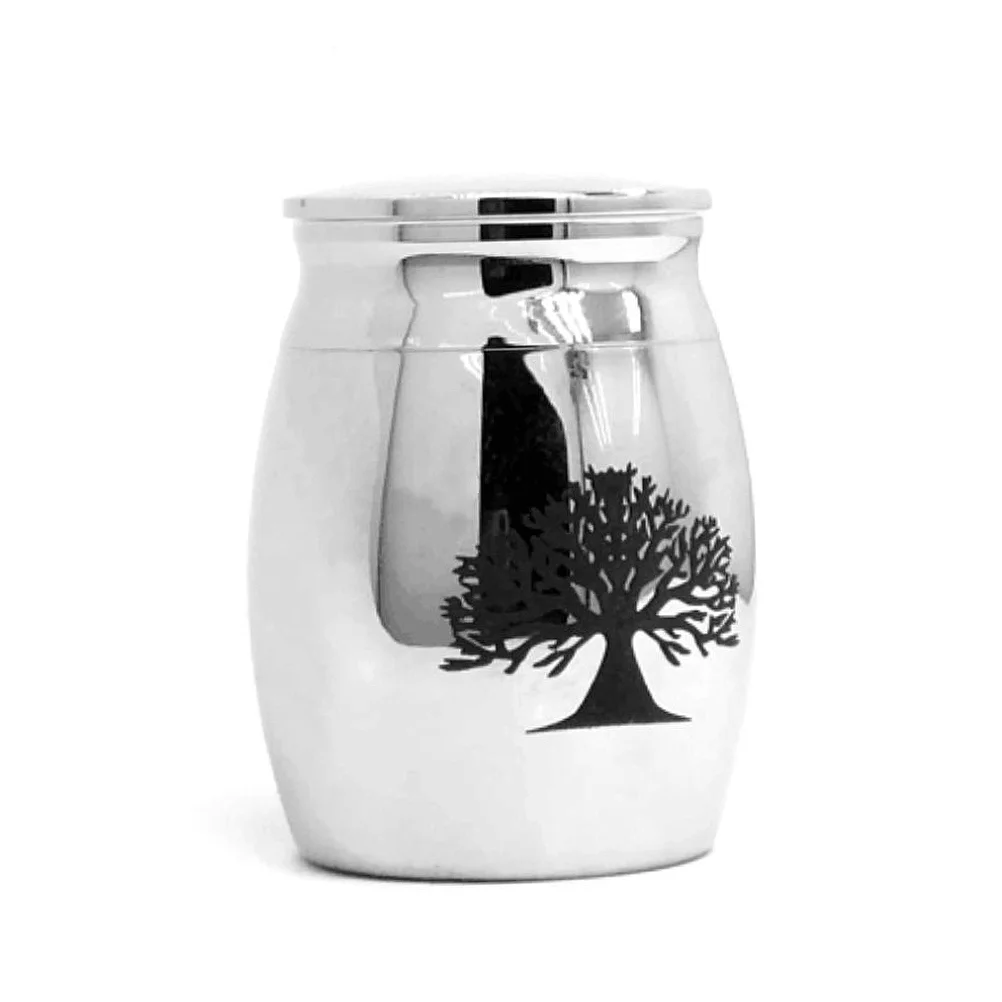 Stainless Steel Cinerary Funerary Urn Jar Opening the Tree of Life Urn Container stainless steel urn commemorative casket