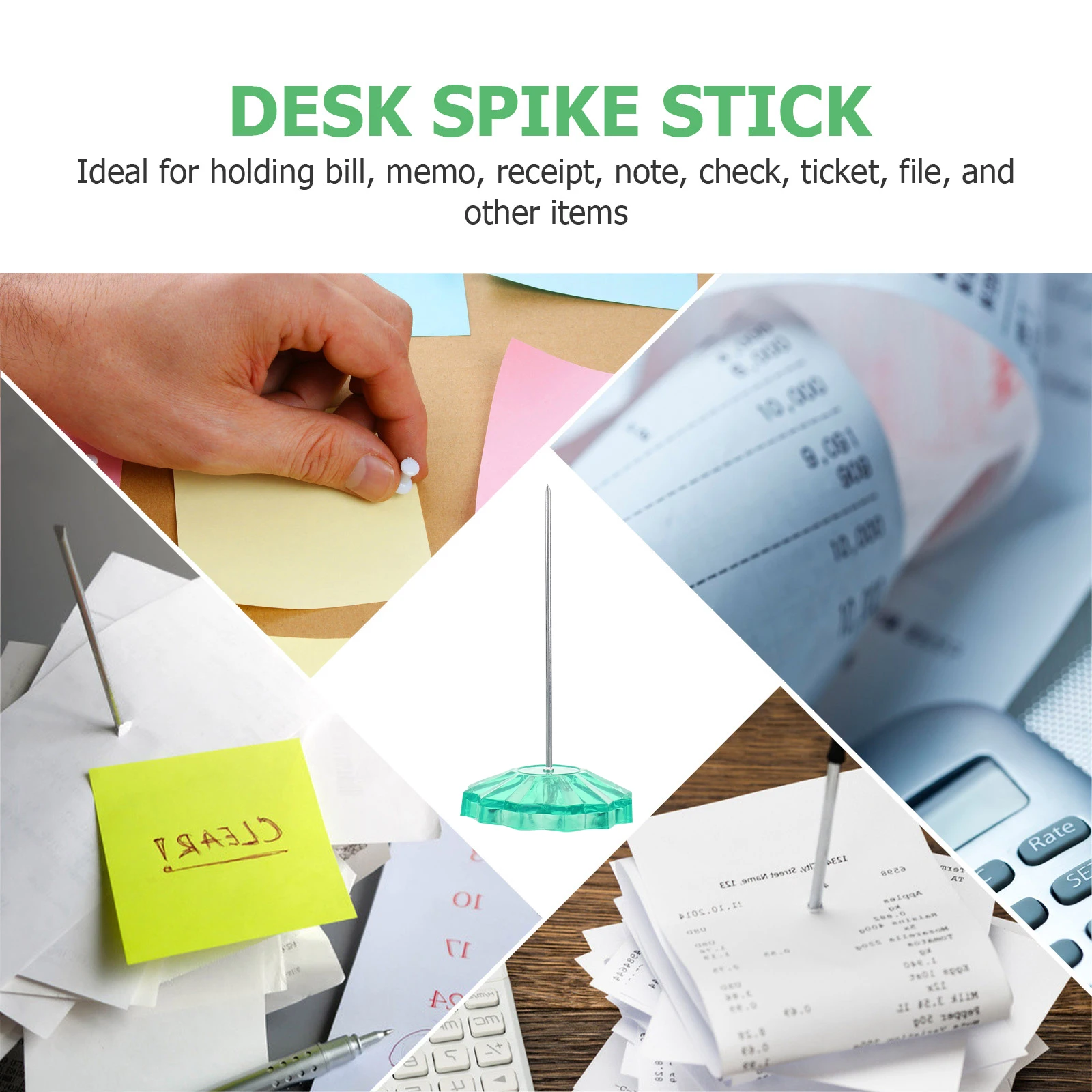 

2 Pcs Receipt Spike Sturdy Round Base Anti Skid Bill Memo Ticket Stabber Office Paper Holder Restaurant Check Tool