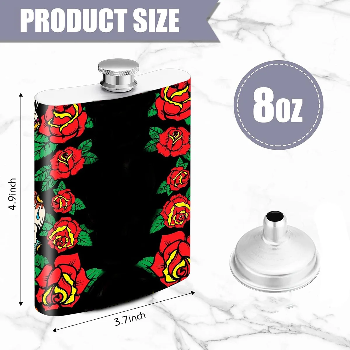 AT16 4 Pcs Sublimation Flasks with Metal Cap and Leakproof Funnel 8 Oz Stainless Steel Flasks Groomsmen Flask Containers