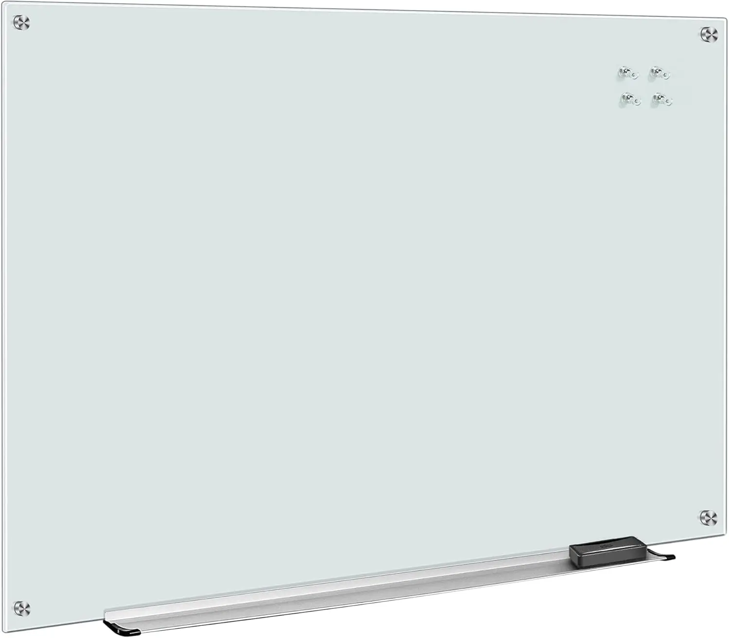 

Glass Dry-Erase Board, Magnetic Frameless Whiteboard, 48" x 36", Scratch-Resistant Surface, Easy Install with Accessories
