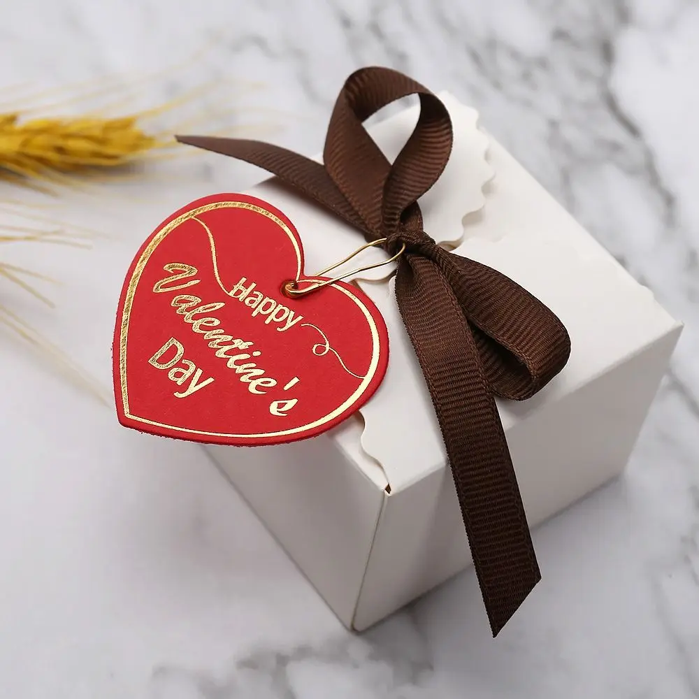 100 Uds tarjetas en forma de corazón etiquetas del Día de San Valentín papel blanco rojo decoración colgante etiquetas de regalo manualidades DIY etiqueta de decoración de pasteles