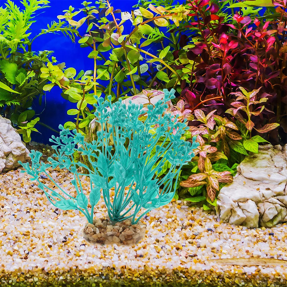 Aquarium Planted Set Up - พืชน้ำพลาสติก 2 ชิ้น สำหรับตกแต่งตู้ปลา หญ้าปลอมเสมือนจริงสำหรับตู้ปลาและตู้เต่าน้ำจืด ติดตั้งง่าย