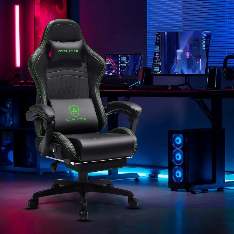 

Gaming Chair, Computer Chair with Footrest and Bluetooth Speakers, High Back Ergonomic Gaming Chair, Reclining Gaming Chair