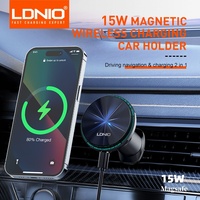 LDNIO Magsafe Cellphone Grip 15W Fast Charger Car Wireless Charging Cradle Magnetic Phone Holder For Iphone 12 13 14 15 Pro Max